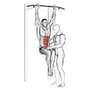 assisted hanging knee raise with throw down animation