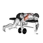 dumbbell lying one arm rear lateral raise animation