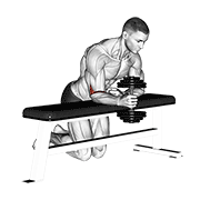 dumbbell over bench one arm neutral wrist curl animation