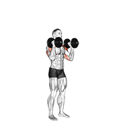 dumbbell standing alternate overhead press animation