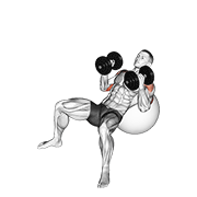 dumbbell incline hammer press on exercise ball animation