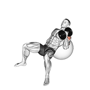 dumbbell incline one arm hammer press on exercise ball animation