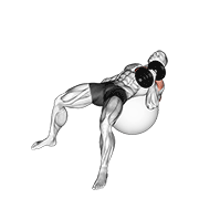 dumbbell one arm hammer press on exercise ball animation