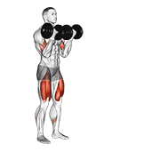 dumbbell bicep curl lunge with bowling motion animation