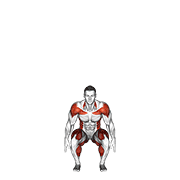 squat to overhead reach with twist animation