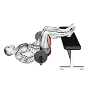 barbell glute bridge two legs on bench (male) animation